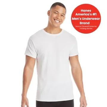 Hanes Men's Crew Undershirts - White Cotton 6 Pack