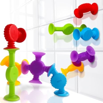 BUNMO Suction Bath Toys - Connect, Build, Create - No Mold Bath Toy - Hours of Fun & Creativity - Fi...