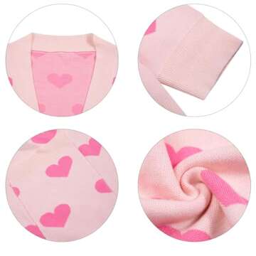 Heart Cardigan Sweater for Women Oversized Valentine Cardigan Cute Love Print Open Front Knit Sweaters Coat with Pockets Pink