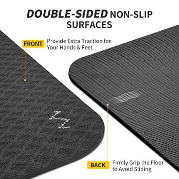 CAMBIVO Extra Wide Yoga Mat for Women and Men (72"x 32"x 1/4"), SGS Certified, Non-slip Large TPE Exercise Fitness Mat for Yoga, Pilates, Workout (6mm, Dark Black)