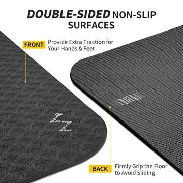 CAMBIVO Extra Wide Yoga Mat for Women and Men (72"x 32"x 1/4"), SGS Certified, Non-slip Large TPE Exercise Fitness Mat for Yoga, Pilates, Workout (6mm, Dark Black)