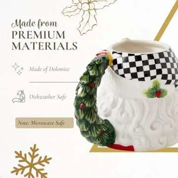 Spode Christmas Tree Santa Toby Mug - Festive Ceramic Coffee Mug with Decorative Santa Design - Holiday Tea Mug, Ideal for Hot Beverages - Dishwasher and Microwave Safe