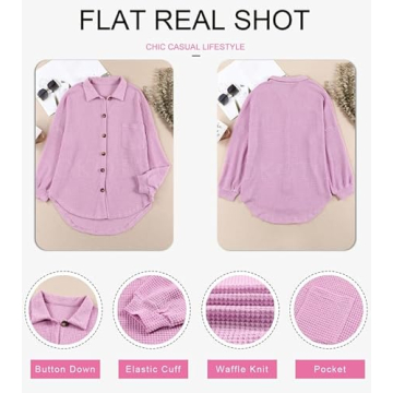 Stylish Dokotoo Long Sleeve V Neck Waffle Knit Shirt