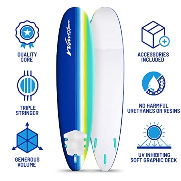 WAVESTORM Premium 8ft Classic Longboard Surfboard