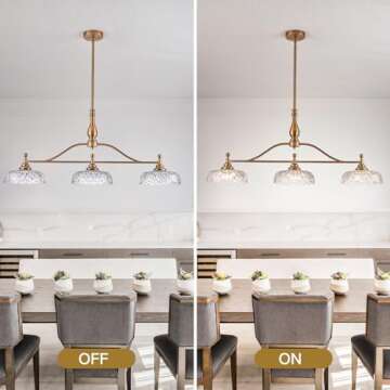 HDDFL Chandeliers Light Pendant Light Fixture Vintage Pendant Lighting Fixtures 3 Lights Chandelier Matte Brass Hanging Light Kitchen Glass Pendant Lights for Island Dining Room Living Room