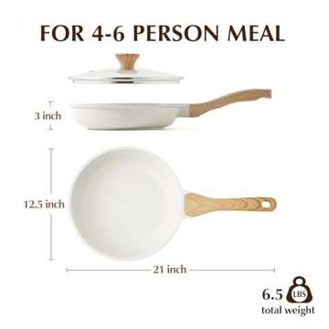 SENSARTE Nonstick Ceramic Frying Pan Skillet with Lid, 12.5 Inch Omelet Pan, Healthy Non Toxic Chefs Pan, Induction Compatible Egg Pan with Heat Resistant Handle, PFAS-Free