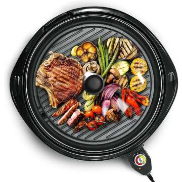 Smokeless Indoor Electric BBQ Grill with Adjustable Temperature & Fast Heat Up