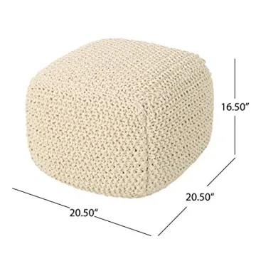 Christopher Knight Home Knox Cotton Pouf for Versatile Style