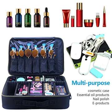 MONSTINA Large Makeup Train Cases Professional Travel Makeup Bag Cosmetic Cases Organizer Portable S...
