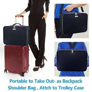 MONSTINA Large Makeup Train Cases Professional Travel Makeup Bag Cosmetic Cases Organizer Portable Storage Bag for Cosmetics (L-Black)