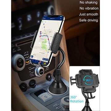 Lorima Flexible Gooseneck Cup Holder Phone Mount for All Smartphones