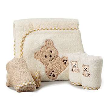 Spasilk Hooded Bath Towel and 4 Washcloths - Soft Terry Essentials for Baby