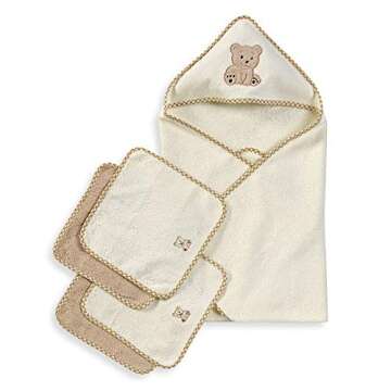 Spasilk Hooded Bath Towel & Washcloths for Newborns