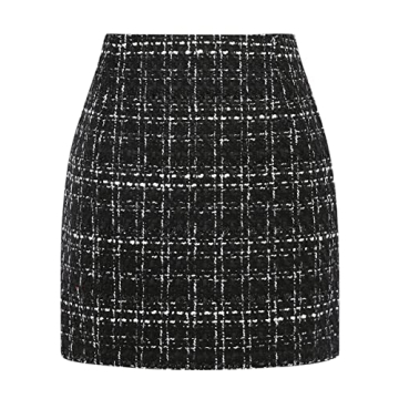 IDEALSANXUN Women's Trendy Plaid Mini Skirt - High Waist Bodycon Style for Fall and Winter