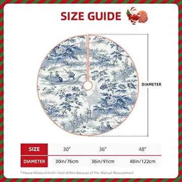 Blue Chinese Style Powder Chinoiserie Christmas Tree Skirt,Decorations for Merry Xmas Holiday Party Supplies Slim Tree Mat Wedding Decor Ornaments 48"
