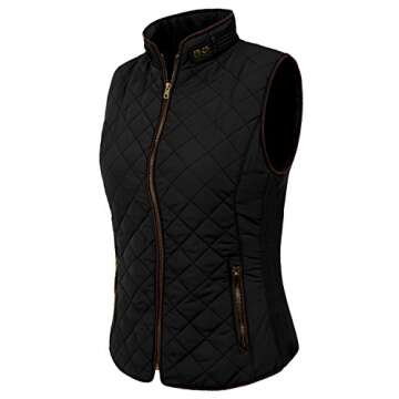 NE PEOPLE Womens Lightweight Quilted Zip Vest, Large, NEWV40BLACK