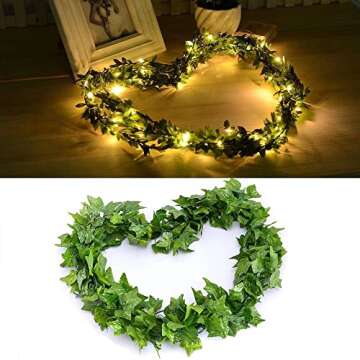 168 FT Artificial Ivy Garlands with 400 LED /132FT String Light Fake Vines for Bedroom Decor Ivy Leaves Greenery Faux Hanging Plants Green Flowers Decor for Home Kitchen Garden Office Wedding Wall