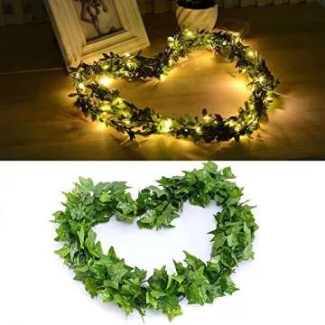 168 FT Artificial Ivy Garlands with 400 LED /132FT String Light Fake Vines for Bedroom Decor Ivy Leaves Greenery Faux Hanging Plants Green Flowers Decor for Home Kitchen Garden Office Wedding Wall