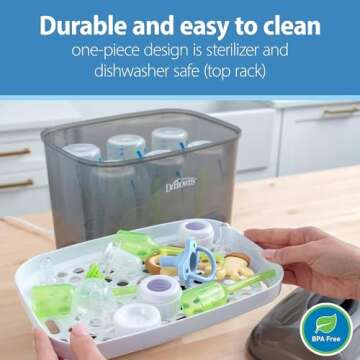 Dr. Brown's HappyPaci 100% Silicone Baby Pacifier, Contoured One-Piece Design, White, Blue, Light Blue, 0-6m, BPA-Free, 6 Pack