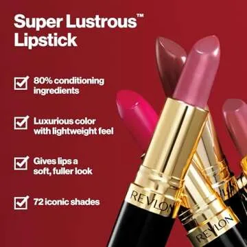 Revlon Super Lustrous Lipstick, Creamy Formula For Soft, Fuller-Looking Lips, Moisturized Feel, 130 ...