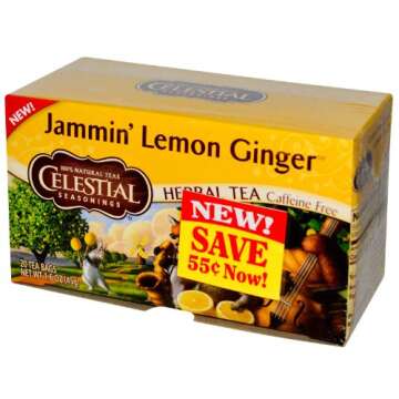 Celestial Seasonings Herbal Tea Caffeine Free Jammin' Lemon Ginger - 20 Tea Bags