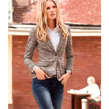 Face N Face Women's Cotton Long Sleeve Slim Short Blazer Suit Jacket