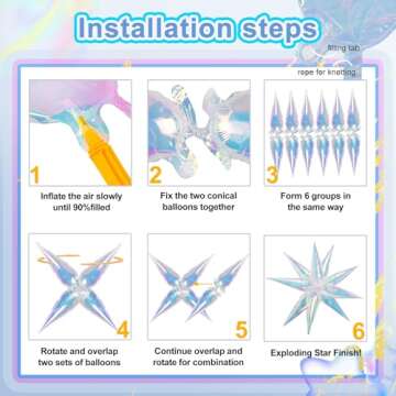 Tellpet Starburst Balloons, 50 Pcs Star Balloons 12 Spike Foil Explosion Party Balloons for Decoration Birthday Wedding Decorations