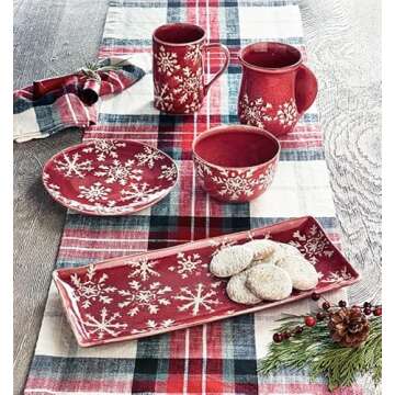 tag 16 oz. Red & White Snowflakes Coffee Tea Hot Chocolate Cocoa Mug XMAS Festive Winter Holidays Ki...