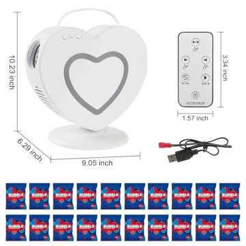 SANYIYIBA Heart Shaped Bubble Machine Automatic Blower Bubble Machine Bubble Maker with 360° Rotati...