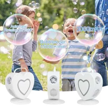 SANYIYIBA Heart Shaped Bubble Machine Automatic Blower Bubble Machine Bubble Maker with 360° Rotation for Kid Outdoor Family Games Party Birthday Gift