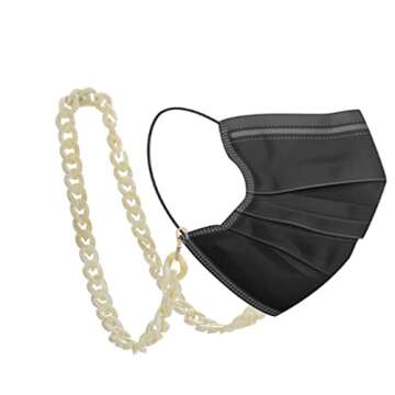 EUEAVAN Fashion Twist Link Acrylic Eyeglass Chain Marble Texture Sunglasses Holder Eyewear Retainer Stylish Eyeglass Chain for Women-Mask Holder Chain (Creamy white)