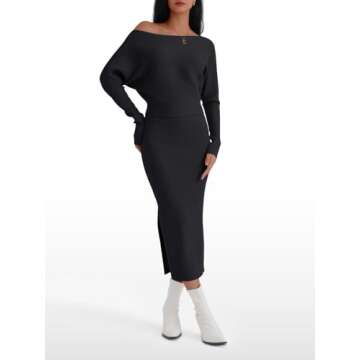 LILLUSORY Womens Fall Sweater Dresses Off The Shoulder Winter Clothes Long Sleeve 2025 Midi Plus Siz...