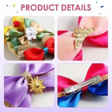 4-Inch Princess Hair Bow Clips for Girls and Women