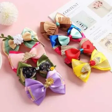 4-Inch Princess Hair Bow Clips for Girls and Women