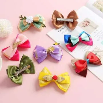 4-Inch Princess Hair Bow Clips for Girls and Women