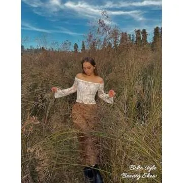 Avidlove White Lace Top Off The Shoulder Tops for Women Y2k Mesh Long Sleeve Crop Tops Sexy(White,S)