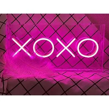 DECANIT XOXO Neon Sign for Wall and Desk Decor，Powered by USB 3D Art Neon Light, Pink Color,11.8"x5.9"x1.9", Valentine's Day gift