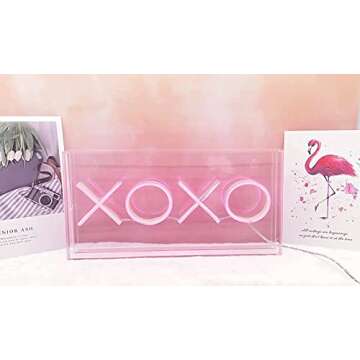 DECANIT XOXO Neon Sign for Wall and Desk Decor，Powered by USB 3D Art Neon Light, Pink Color,11.8"x5.9"x1.9", Valentine's Day gift