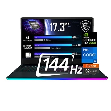 MSI GE76 Raider Gaming Laptop with Intel Core i7-11800H, GeForce RTX 3060, 17.3" FHD 144HZ, 32GB RAM...