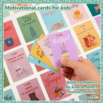 Set of 52 Kids Affirmation Flash Cards Motivational Phrase Meditation Gifts Positive Daily Affirmation Cards for Self Esteem Mindfulness Empowering and Award Focus Relaxation, 2.5 x 3.5 Inch