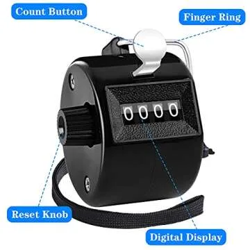 FEBSNOW 2 Pack Hand Tally Counter 4 Digital Click Counter for Sport Row School Event (Two black)