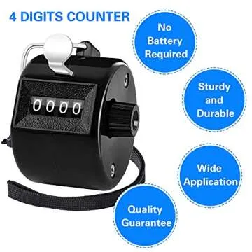 FEBSNOW 2 Pack Hand Tally Counter 4 Digital Click Counter for Sport Row School Event (Two black)