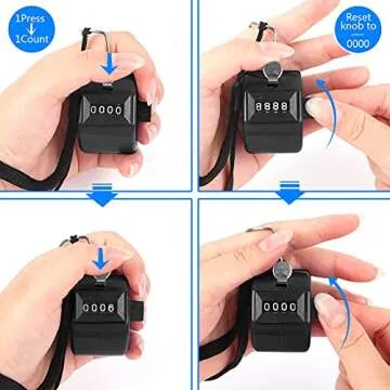 FEBSNOW 2 Pack Hand Tally Counter 4 Digital Click Counter for Sport Row School Event (Two black)