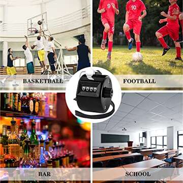 FEBSNOW 2 Pack Hand Tally Counter 4 Digital Click Counter for Sport Row School Event (Two black)