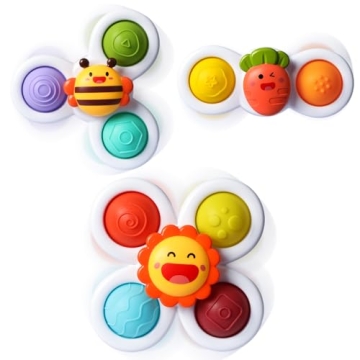 ALASOU 3PCS Suction Cup Spinner Toys for Toddlers Under 3