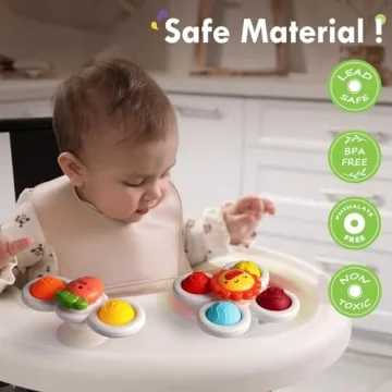 ALASOU 3PCS Suction Cup Spinner Toys for Toddlers Under 3