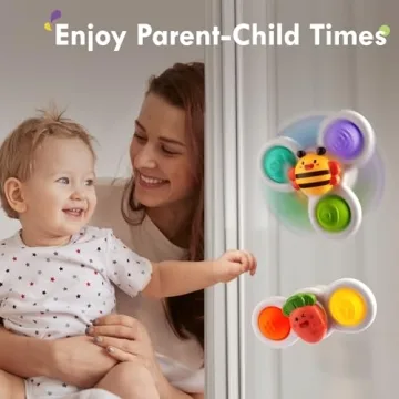 ALASOU 3PCS Suction Cup Spinner Toys for Toddlers Under 3