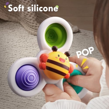 ALASOU 3PCS Suction Cup Spinner Toys for Toddlers Under 3