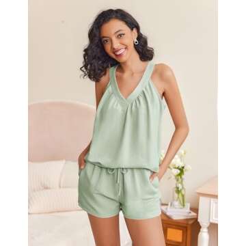 Chic Ekouaer Pajama Sets for Women in Light Green
