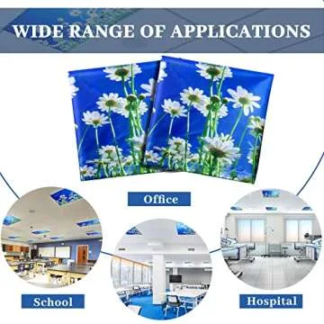 Hortsun 4 Pack Fluorescent Light Covers Fluorescent Ceiling Shade Panel Magnetic Light Cover Filters for Office Classroom Home Drop Ceiling, 4 x 2 Feet(Chamomiles)